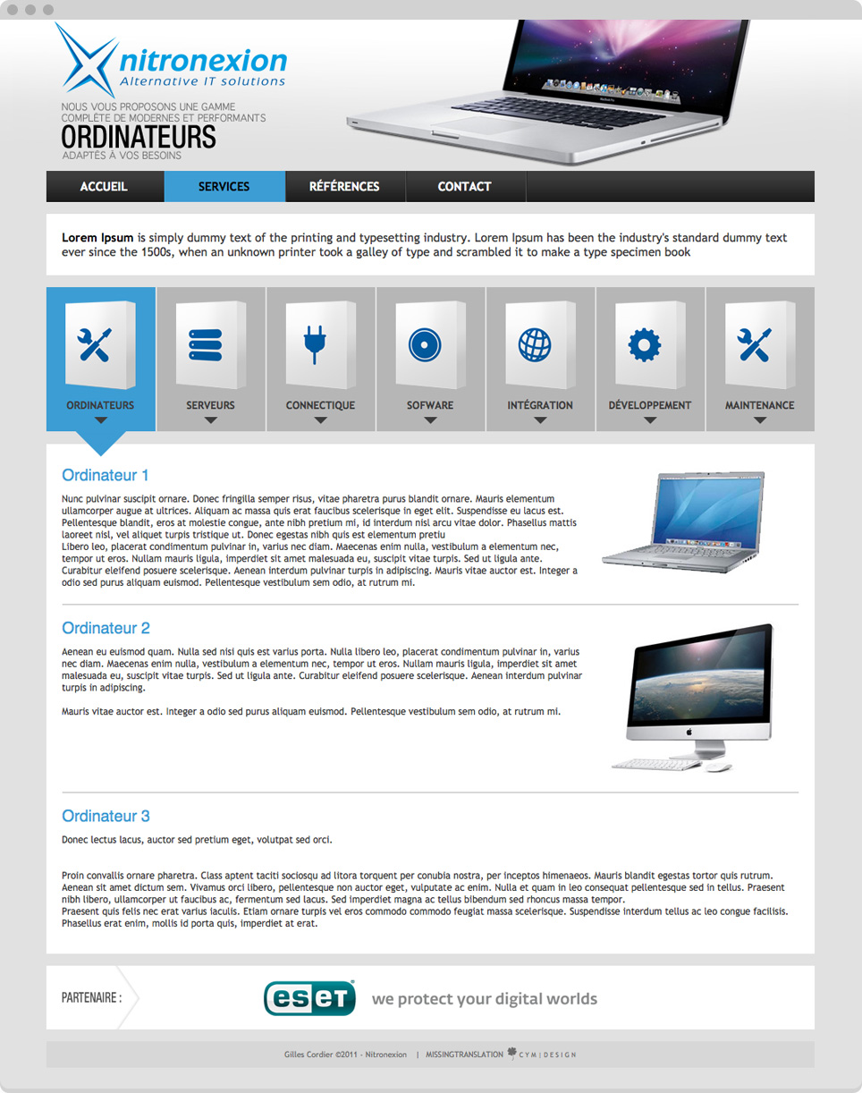 Capture d'écran de la page d'accueil du site Nitronexion