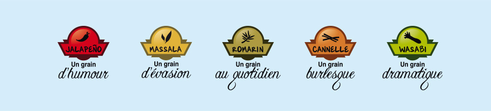 Logos des différentes collections proposées par les éditions Poivre & Sel